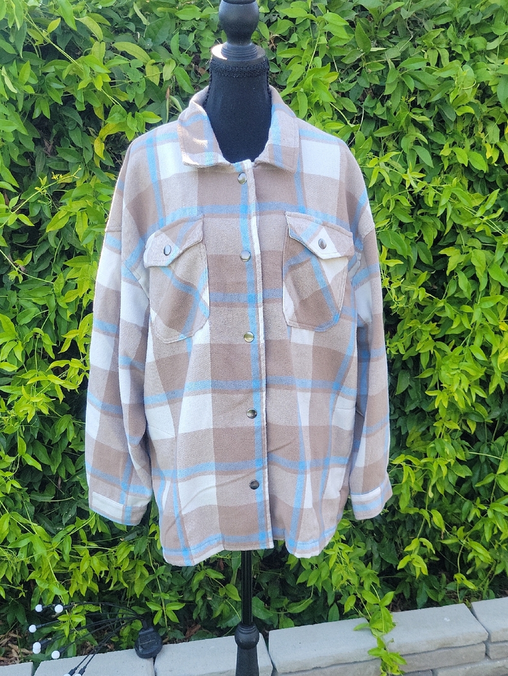 Plaid Snap-Up Jacket/shacket With Chest And Bottom Pockets UNISEX